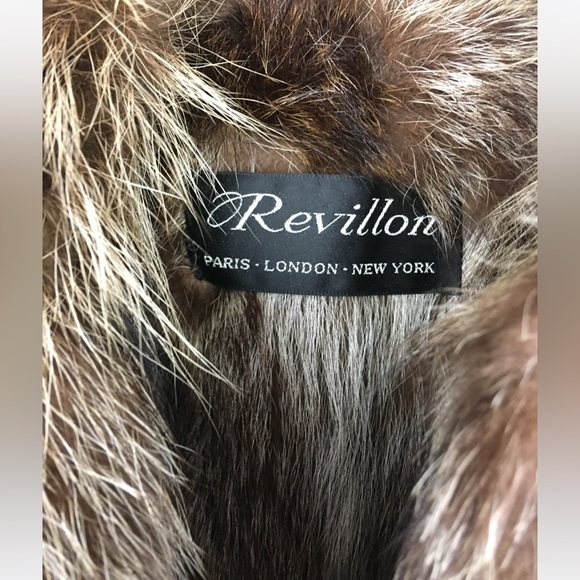 Revillon Saks 5th Avenue Brown Leather Lined By Racoon Fur Full Length Coat M-L - Picture 9 of 13